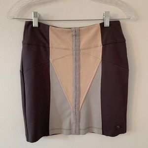 XS Geometric Gray Color Block Mini Skirt